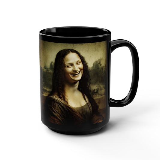 Mug - Mona Lisa Laughing Black 15oz Coffee Cup Gift