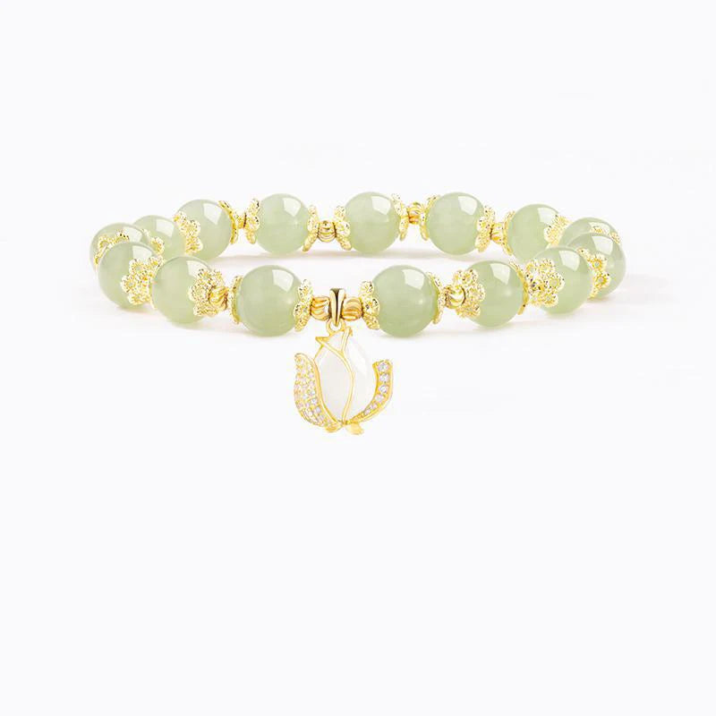 Natural Hetian Jade Tulip Bracelet